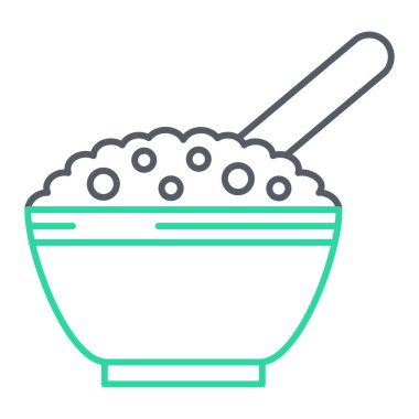 Çubuklu çorba kasesi ve tokmak vektör çizimi tasarımı