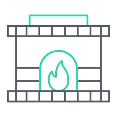 Ateş simgesi vektörü beyaz arkaplanda izole edildi, şömine şeffaf işareti