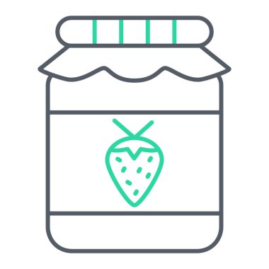 Reçel kavanozu. Beyaz arkaplanda izole edilmiş web tasarımı için çilek şişesi çizimi