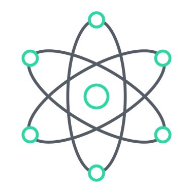 Atom simgesi vektörü web ve mobil uygulama tasarımınız için beyaz arkaplanda izole edildi, bilim logosu kavramı