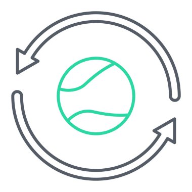 Ok ikonlu top. İnternet için tenis topu vektör çizgisi simgelerinin özet çizimi