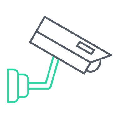 Kapalı devre kamera simgesi. Beyaz arkaplanda izole edilmiş web tasarımı için video izleme vektör sembolü ana hatları