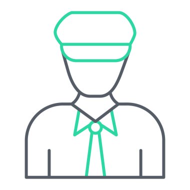 Erkek ikonu. Polis memuru vektör çiziminin taslağı. izole edilmiş sınır biçimi