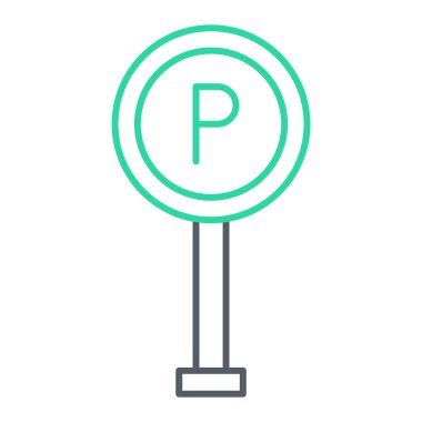 Park yeri simgesi. İnce çizgi sembolü. düz dizayn. vektör illüstrasyonu