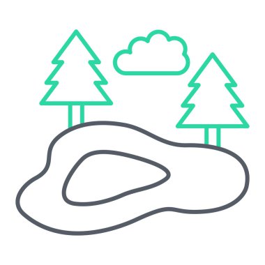 Orman ağaçları ve dağlar manzara vektörü çizimi