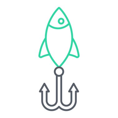 Balık kancası ikonu. Web için balık vektör simgelerinin özet çizimi