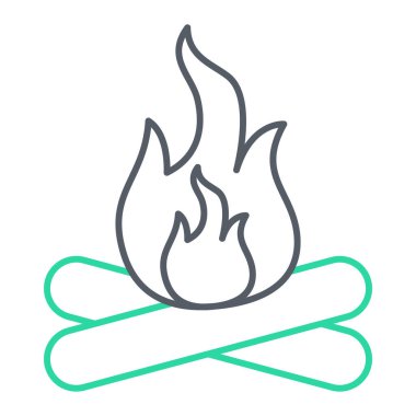 Ateş ikonu. Web için kamp ateşi vektör simgelerinin özet çizimi