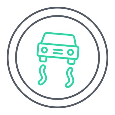 Araba aküsü simgesi. Web için elektrikli araç vektör simgelerinin özet çizimi