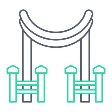 Beyaz arkaplanda izole edilmiş taslak biçiminde köprü simgesi. Sirk sembolü vektör illüstrasyonu.