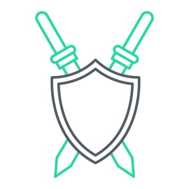 Kılıçlı kalkan ve kurdele vektör çizim tasarımı