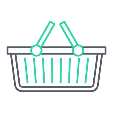 Alışveriş sepeti ikonu. Beyaz arkaplanda izole edilmiş web tasarımı için süpermarket arabası vektör simgelerinin basit çizimi