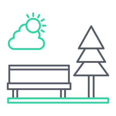 ağaç simgesi vektörü. İnce çizgi işareti. izole edilmiş sınır sembolü çizimi