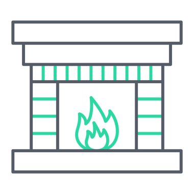 Ateş ikonu. Web için şömine vektör simgelerinin özet çizimi