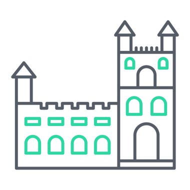 Şato kulesi ikonu. Web için ortaçağ kale vektör simgelerinin basit bir illüstrasyonu