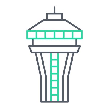 Web ve mobil uygulama tasarımınız için beyaz arkaplanda kule simgesi vektörü izole edildi, lamba logosu kavramı