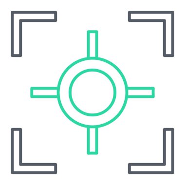 hedef vektör çizgisi simgesi. İnce çizgi işareti. izole edilmiş sınır sembolü çizimi