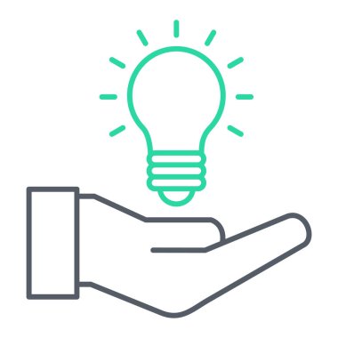 Işık çizgisi simgesi ile el ele tutuşan ampul