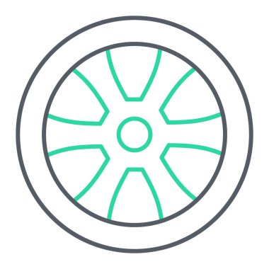 Tekerlek simgesi. Ağ için lastik vektör sembolünün özet çizimi