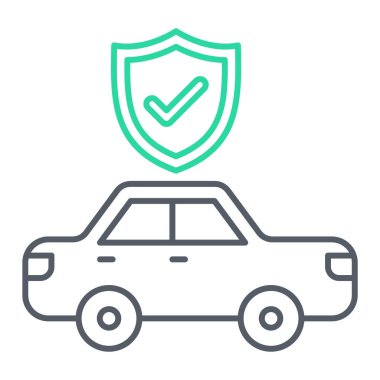 Araba sigortası ikonu. Web için kalkan vektör simgelerinin özet çizimi