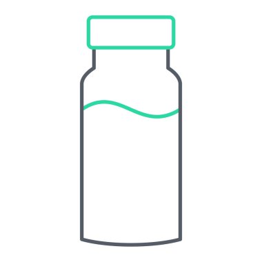 İlaç kavanozu ve hap ikonu. Tıbbi eczane vektör sembolü stoğunu özetle.