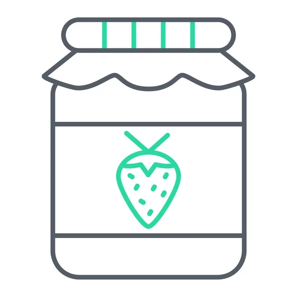 Jam Jar Icon Outline Strawberry Bottle Vector Illustration Web Design — ストックベクタ