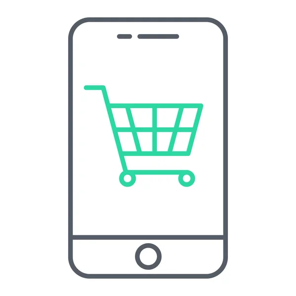 Mobile Phone Shopping Cart Icon Vector Illustration — Stock Vector