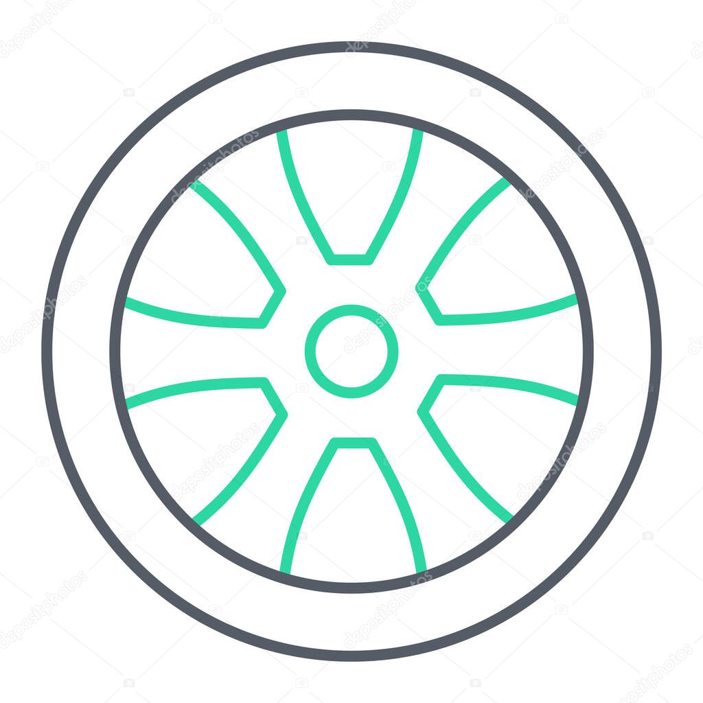 wheel icon. outline illustration of tire vector symbol for web