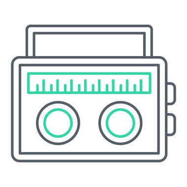 müzik çalar ikon vektörü. Taslak ses kaydedici işareti. izole edilmiş sınır sembolü çizimi