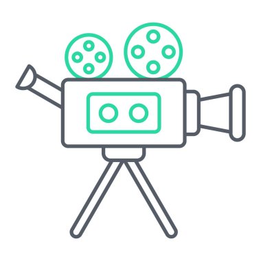 Video kamera simgesi. Sinema vektör sembolü taslağı. izole edilmiş sınır