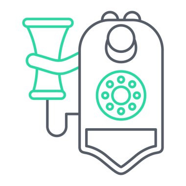 Dikiş makinesinin çizgi simgesi, ana hatlı vektör çizimi