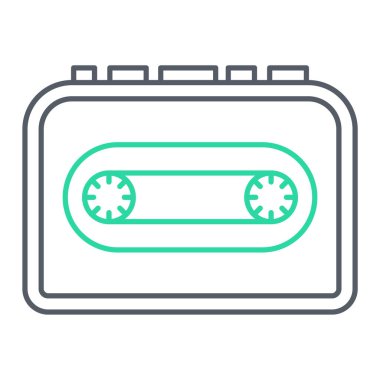 kaset ikonu. anahat pop sanat stili vektör çizimi sembolü.