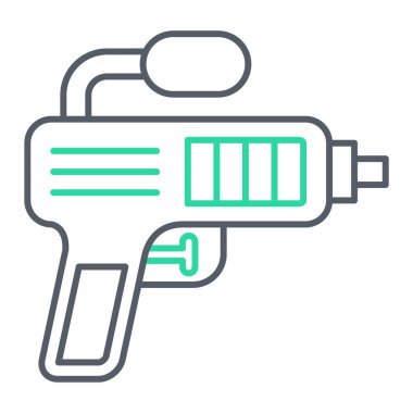 Silah ikonu. Moda renklerinde matkap vektör çizgisi simgelerinin ana hatları