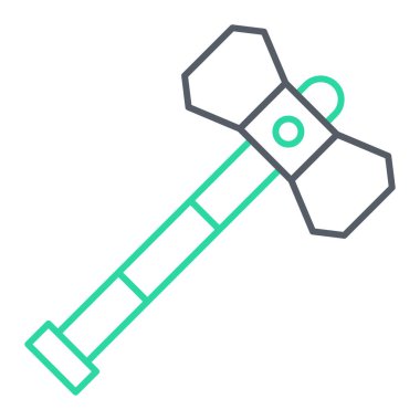 Çekiç Simgesi Vektörü. İnce çizgi işareti. İzole edilmiş kontür sembolü gösterimi