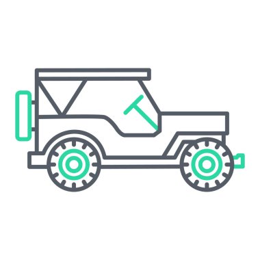 Araba ikonu. Çekici vektör çizgisi tasarım elementlerinin özet çizimi.