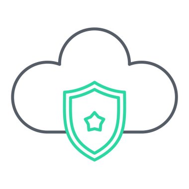 Bulut hesaplama güvenlik konsepti simgesi. izole ve düz illüstrasyon