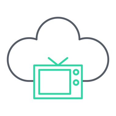 Bulut hesaplama simgesi. Web için video kamera vektör çizgisi simgelerinin özeti