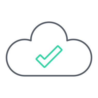 Bulut hesaplama simgesi. Web için çizgi vektör simgelerinin özet çizimi