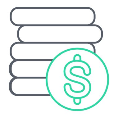 Para yığını ikonu. Web için para sikke vektör simgelerinin özet çizimi