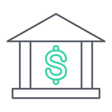 Banka binası simgesi vektör illüstrasyonu
