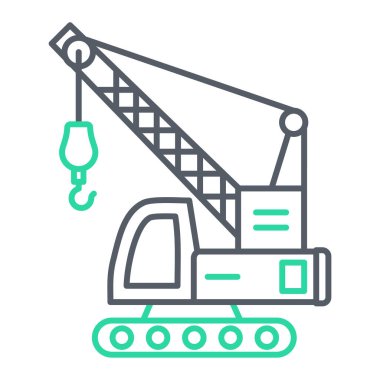 Vinç simgesi vektörü. Taslak inşaat sembolü. Beyaz arkaplanda izole edilmiş sınır çizimi.