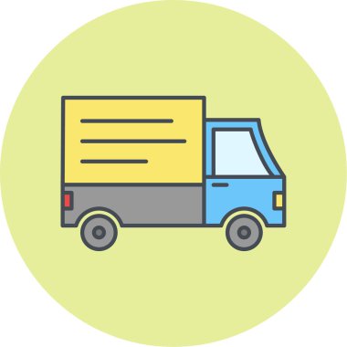 dağıtım kamyonu simgesi, vektör illüstrasyonu