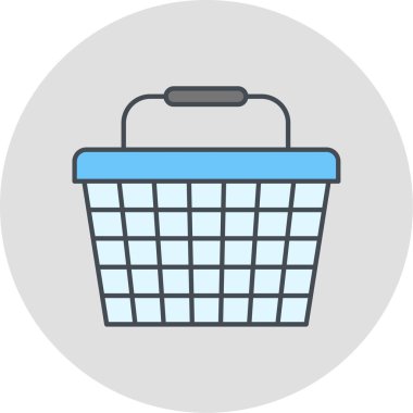 Alışveriş sepeti ikonu. Web için süpermarket troleybüs vektör simgelerinin basit çizimi