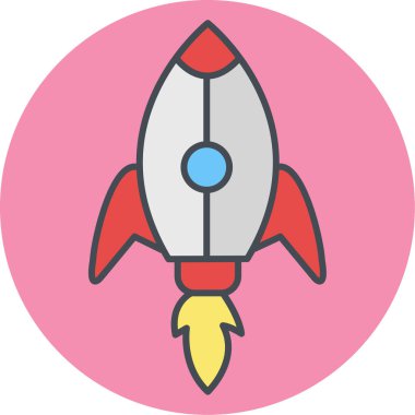 Roket. Web simgesi basit illüstrasyon