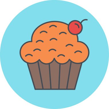cupcake ikonu vektör illüstrasyonu