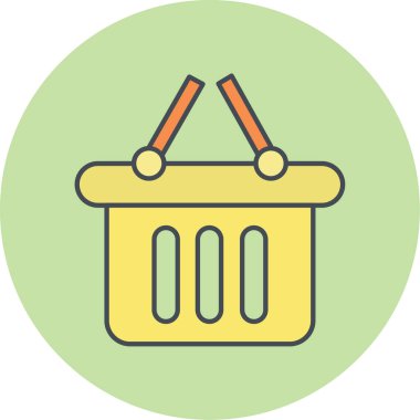 Alışveriş sepeti simgesi, vektör illüstrasyonu