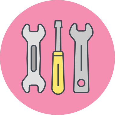 İngiliz anahtarı ve tornavida simgesinin vektör çizimi