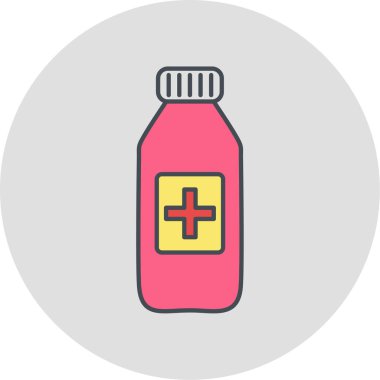 İlaç şişesi ikonu. Web için tıbbi hap vektör simgelerinin basit çizimi