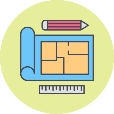 Yapı ve yapı simgesinin vektör illüstrasyonu