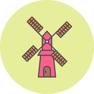 Yel değirmeni, değirmen ikonu vektör illüstrasyonu