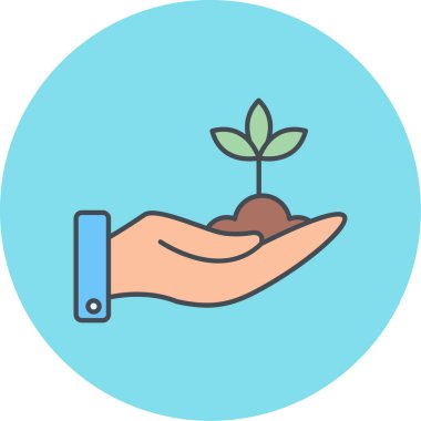 Bir bitki simgesini tutan el.